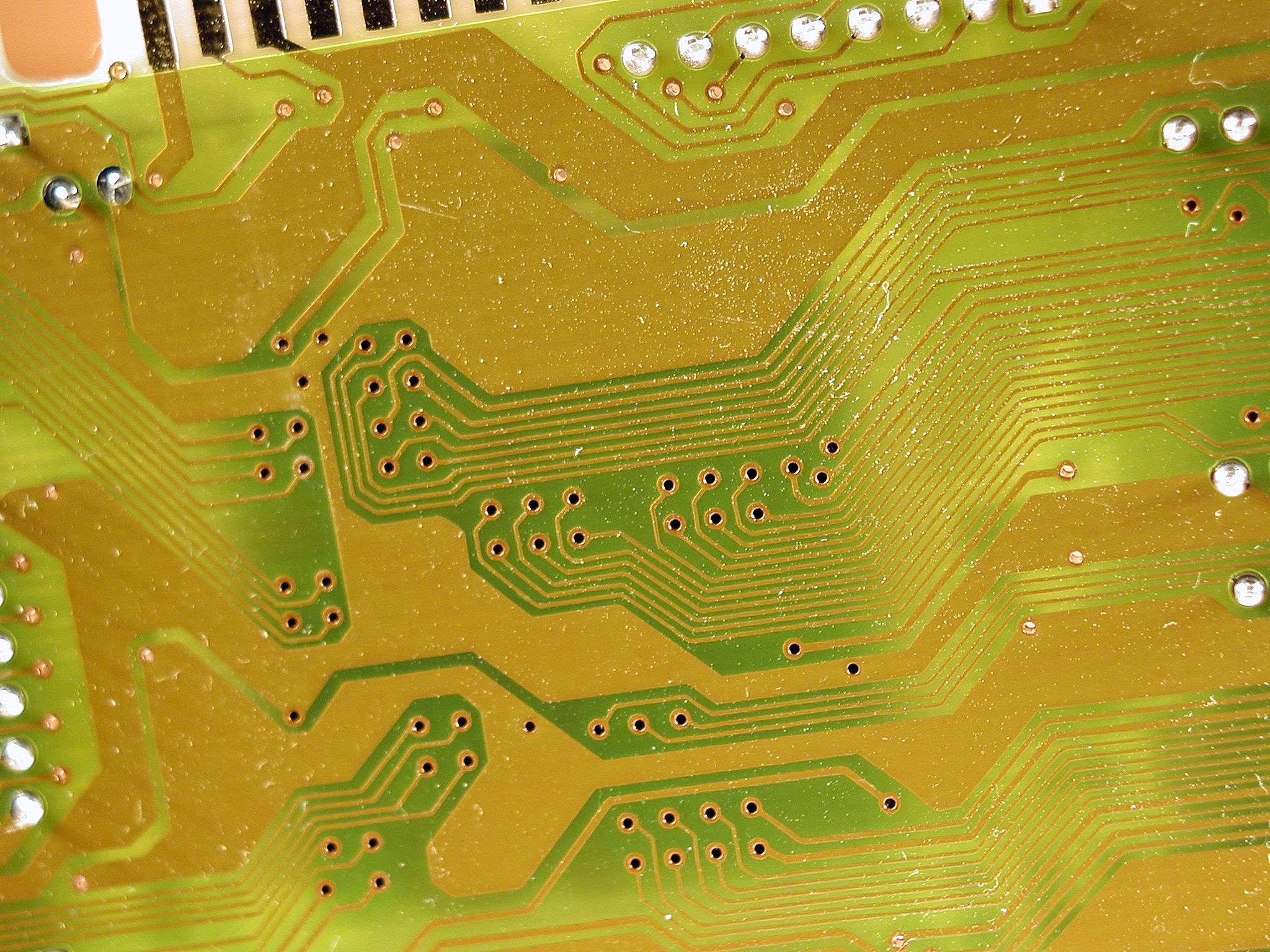 Close-up of integrated circuits and computer components